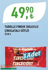 TADELLE FINDIK DOLGULU ÇİKOLATALI SÜTLÜ 3X30 G TADELLE FINDIK DOLGULU ÇİKOLATALI SÜTLÜ 3X30 G